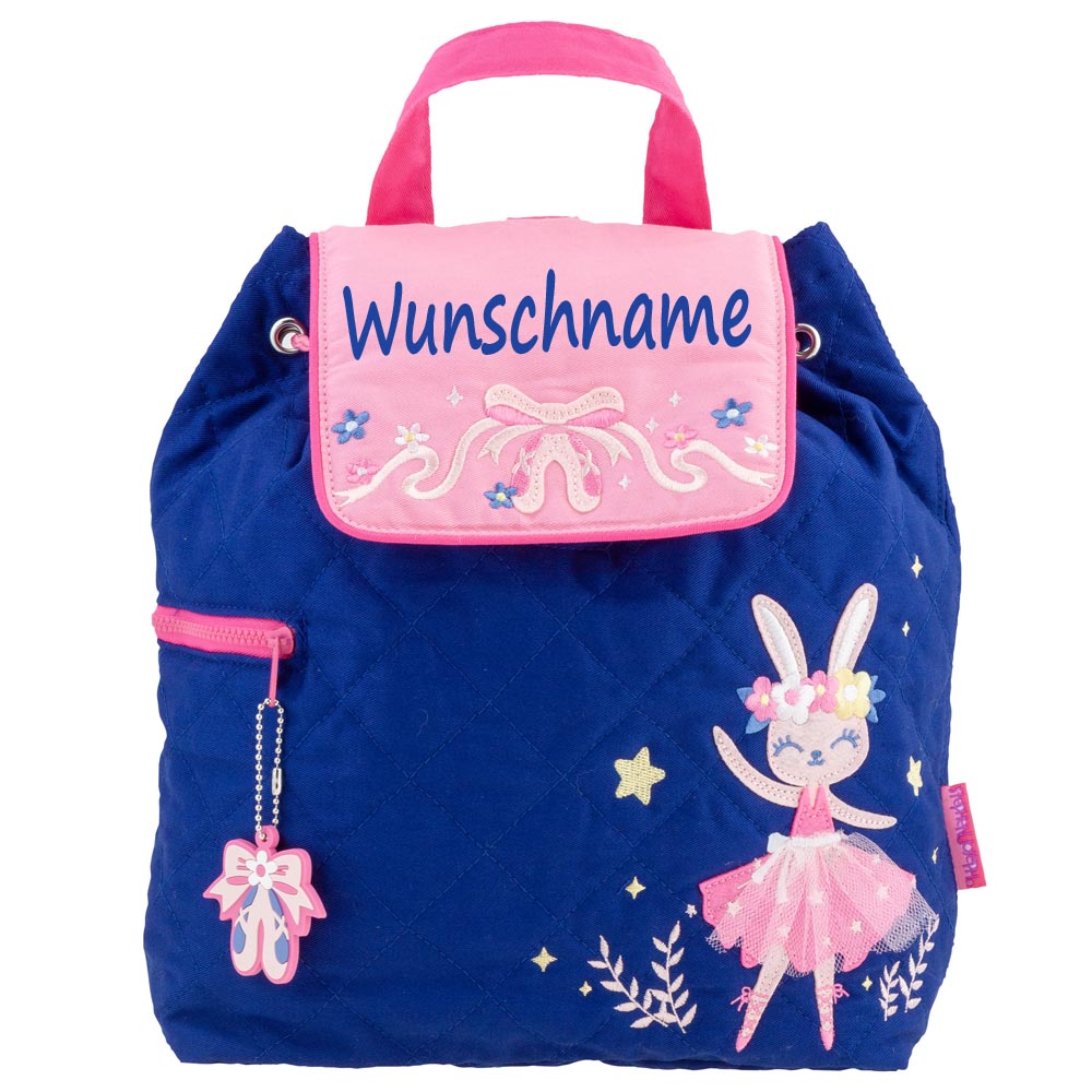 Personalisierter Rucksack für Kinder 8 Liter Kindergartenrucksack aus Baumwolle mit Namen bedruckt Motiv Ballet Bunny