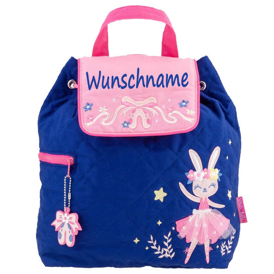 Personalisierter Rucksack für Kinder 8 Liter Kindergartenrucksack aus Baumwolle mit Namen bedruckt Motiv Ballet Bunny