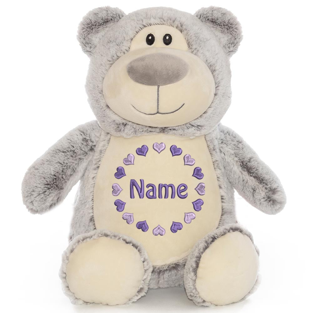 Personalisiertes Stofftier Bär Kuscheltier Bestickt Plüschtier zur Geburt Stickmotiv Herzkreis