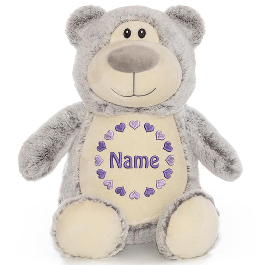 Personalisiertes Stofftier Bär Kuscheltier Bestickt Plüschtier zur Geburt Stickmotiv Herzkreis