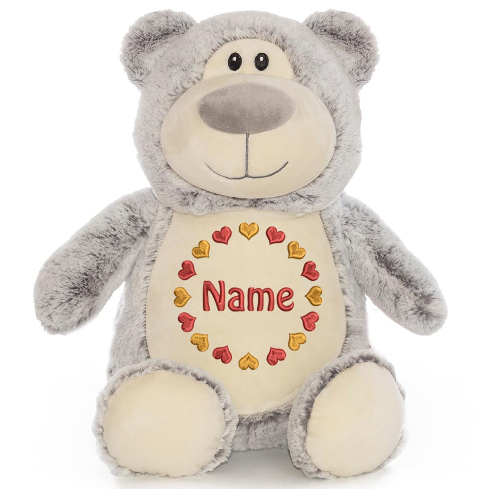 Personalisiertes Stofftier Bär Kuscheltier Bestickt Plüschtier zur Geburt Stickmotiv Herzkreis