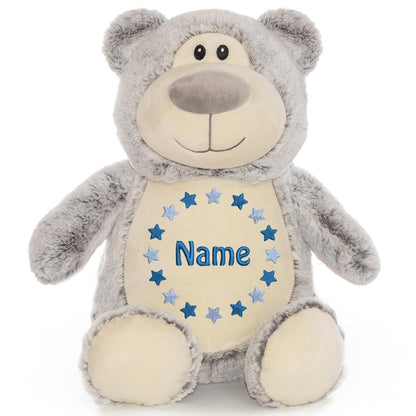 Personalisiertes Stofftier Bär Kuscheltier Bestickt Plüschtier zur Geburt Stickmotiv Sternkreis