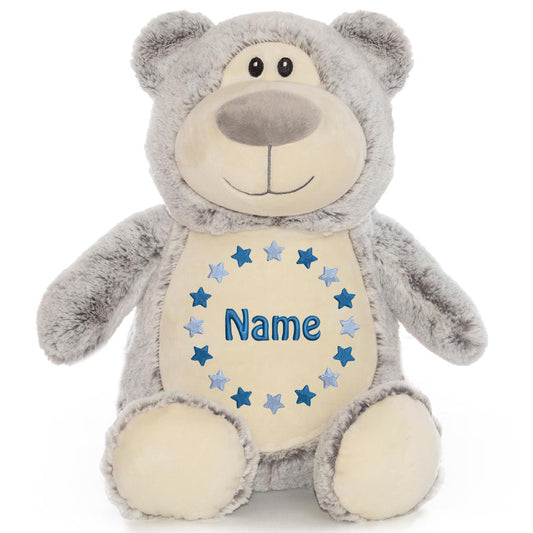 Personalisiertes Stofftier Bär Kuscheltier Bestickt Plüschtier zur Geburt Stickmotiv Sternkreis