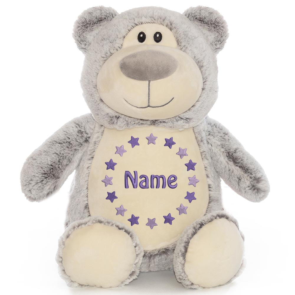 Personalisiertes Stofftier Bär Kuscheltier Bestickt Plüschtier zur Geburt Stickmotiv Sternkreis