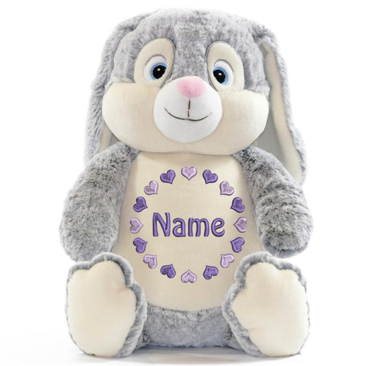 Personalisiertes Stofftier Hase Kuscheltier Bestickt Plüschtier zur Geburt Stickmotiv Herzkreis