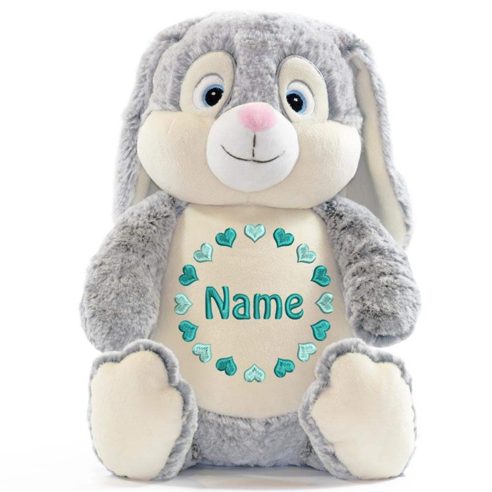 Personalisiertes Stofftier Hase Kuscheltier Bestickt Plüschtier zur Geburt Stickmotiv Herzkreis