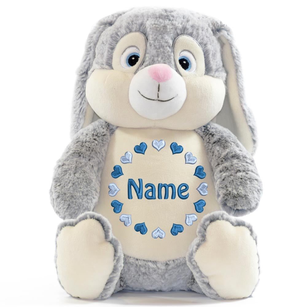 Personalisiertes Stofftier Hase Kuscheltier Bestickt Plüschtier zur Geburt Stickmotiv Herzkreis