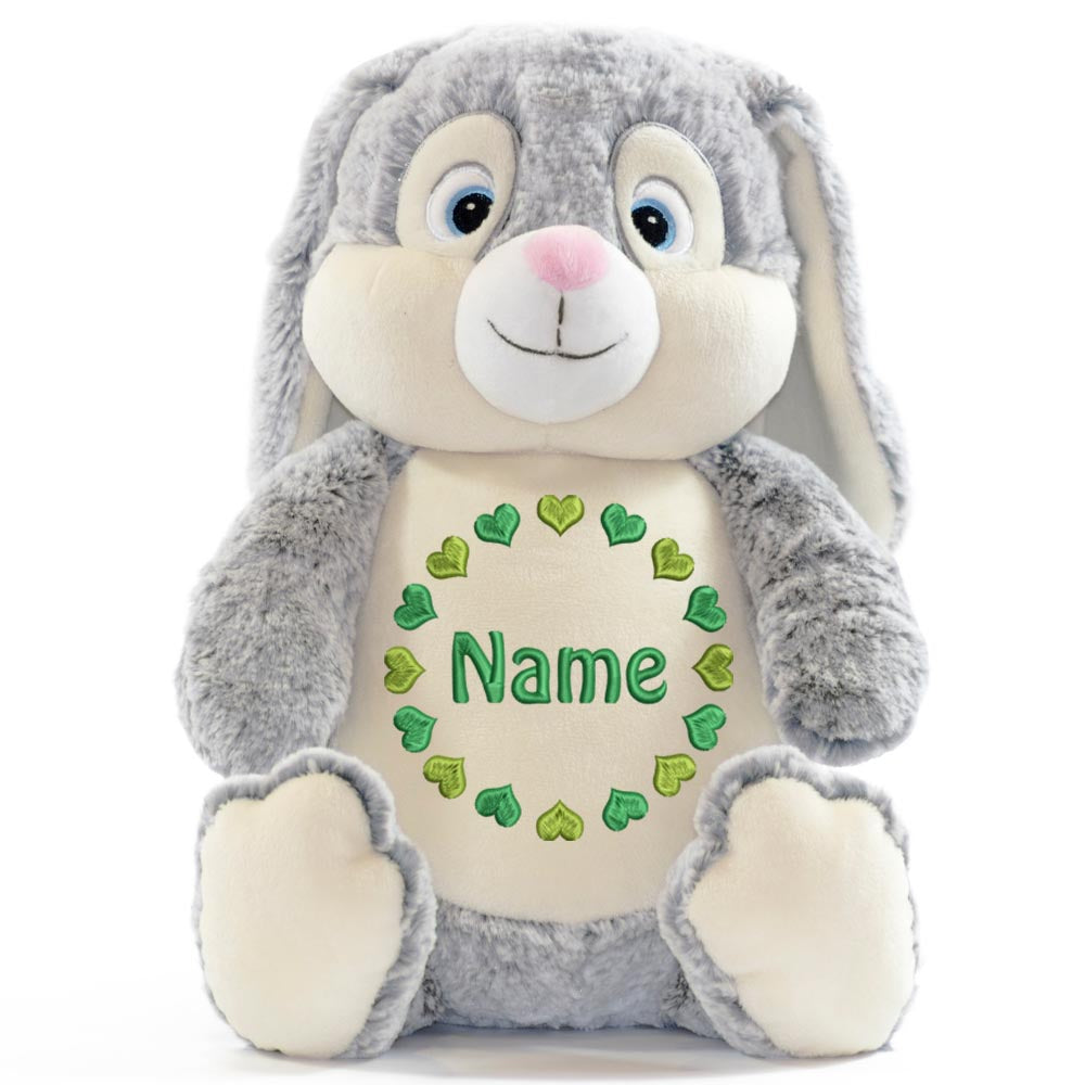 Personalisiertes Stofftier Hase Kuscheltier Bestickt Plüschtier zur Geburt Stickmotiv Herzkreis