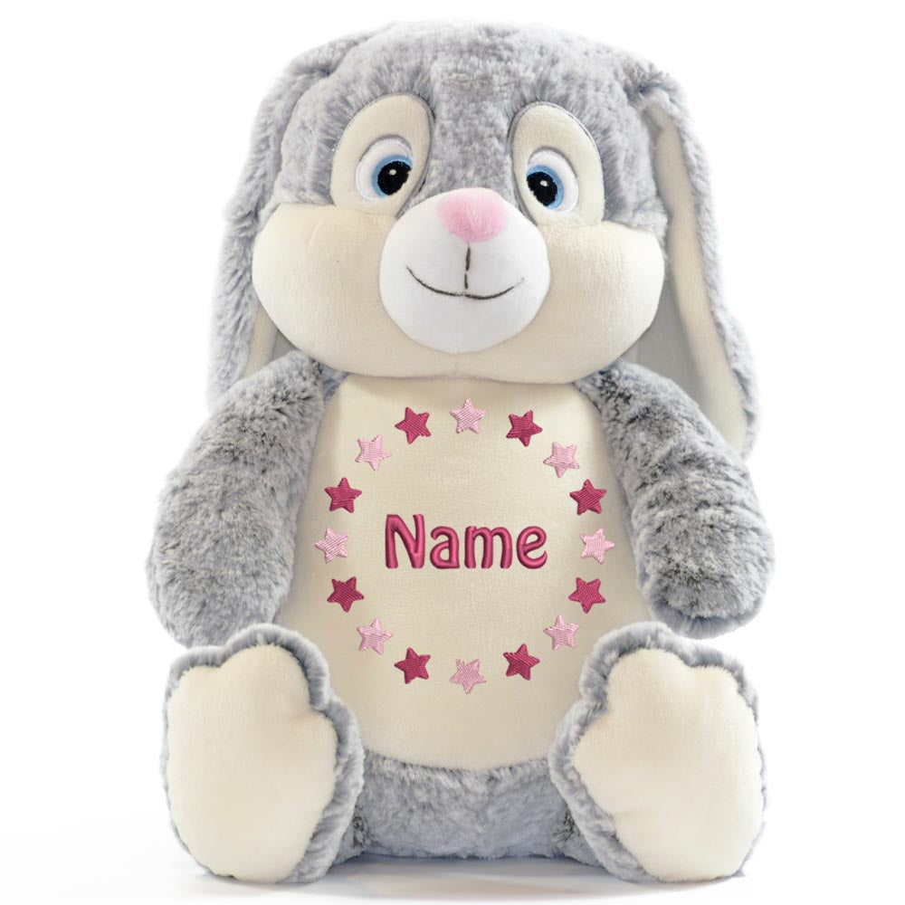 Personalisiertes Stofftier Hase Kuscheltier Bestickt Plüschtier zur Geburt Stickmotiv Sternkreis