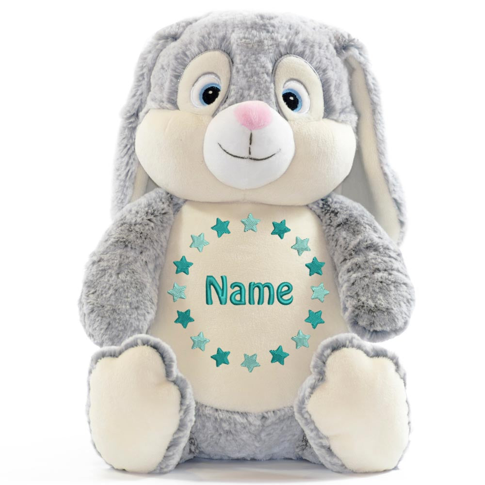 Personalisiertes Stofftier Hase Kuscheltier Bestickt Plüschtier zur Geburt Stickmotiv Sternkreis