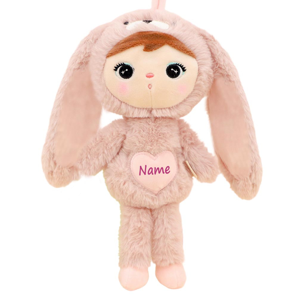 Stoffpuppe Hasenmädchen mit Namen personalisiert Rosa