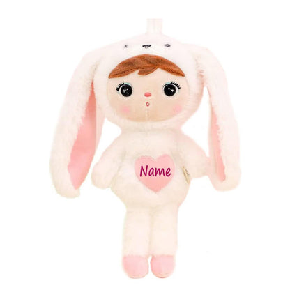 Stoffpuppe Hasenmädchen mit Namen personalisiert Weiß