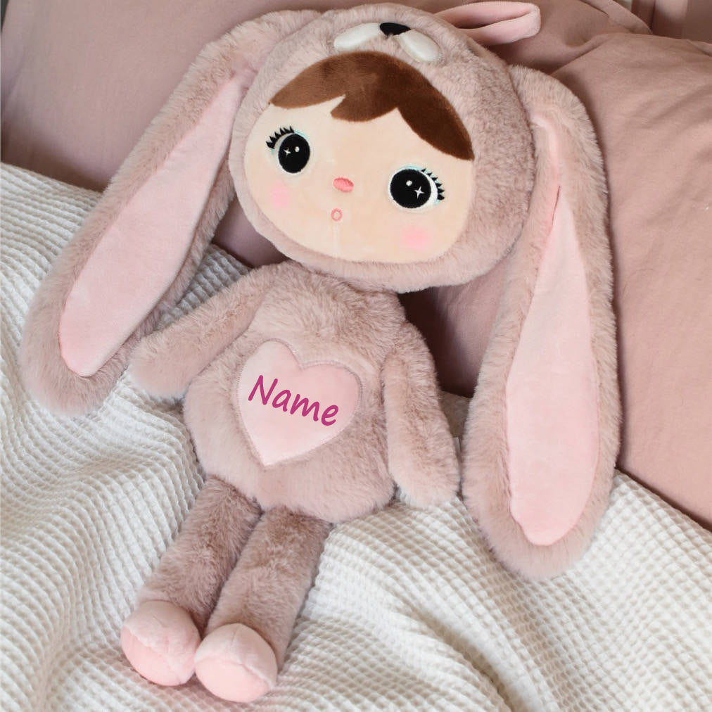 Stoffpuppe Hasenmädchen mit Namen personalisiert Rosa