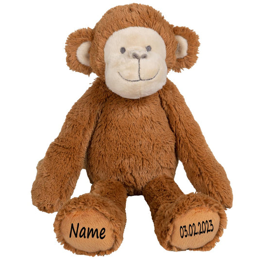 Affe Stofftier mit Name und Geburtsdatum personalisiert Kuscheltier Äffchen
