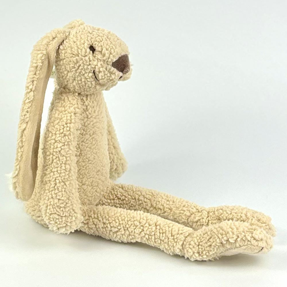 Stofftier Hase RECYCELTES Material mit Name und Geburtsdatum personalisiert kuschelweich Geschenk beige