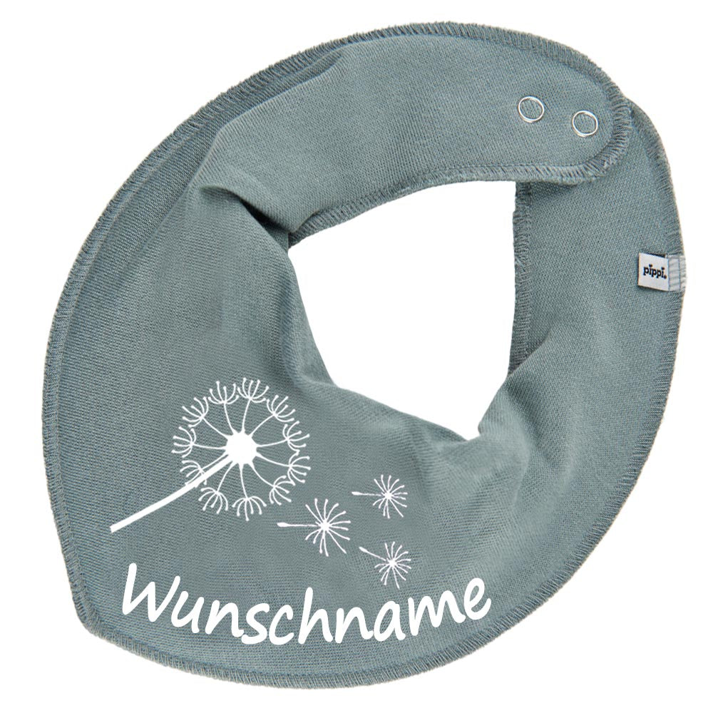 HALSTUCH Pusteblume mit Name oder Text personalisiert für Baby oder Kind aus Baumwolle in Einheitsgröße verschiedene Farben