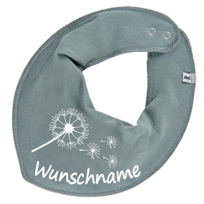HALSTUCH Pusteblume mit Name oder Text personalisiert für Baby oder Kind aus Baumwolle in Einheitsgröße verschiedene Farben