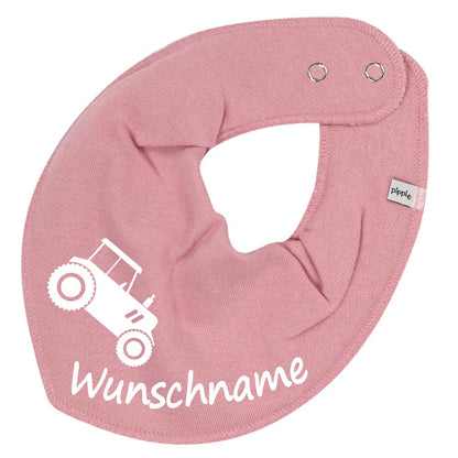 HALSTUCH Traktor mit Name oder Text personalisiert für Baby oder Kind aus Baumwolle in Einheitsgröße verschiedene Farben