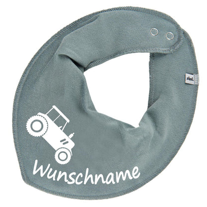 HALSTUCH Traktor mit Name oder Text personalisiert für Baby oder Kind aus Baumwolle in Einheitsgröße verschiedene Farben