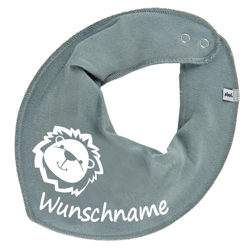 HALSTUCH Löwe mit Name oder Text personalisiert für Baby oder Kind aus Baumwolle in Einheitsgröße verschiedene Farben
