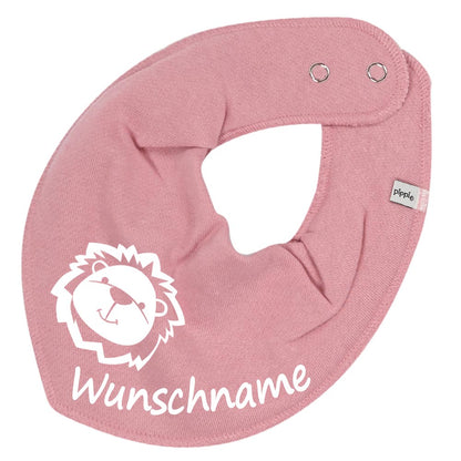 HALSTUCH Löwe mit Name oder Text personalisiert für Baby oder Kind aus Baumwolle in Einheitsgröße verschiedene Farben
