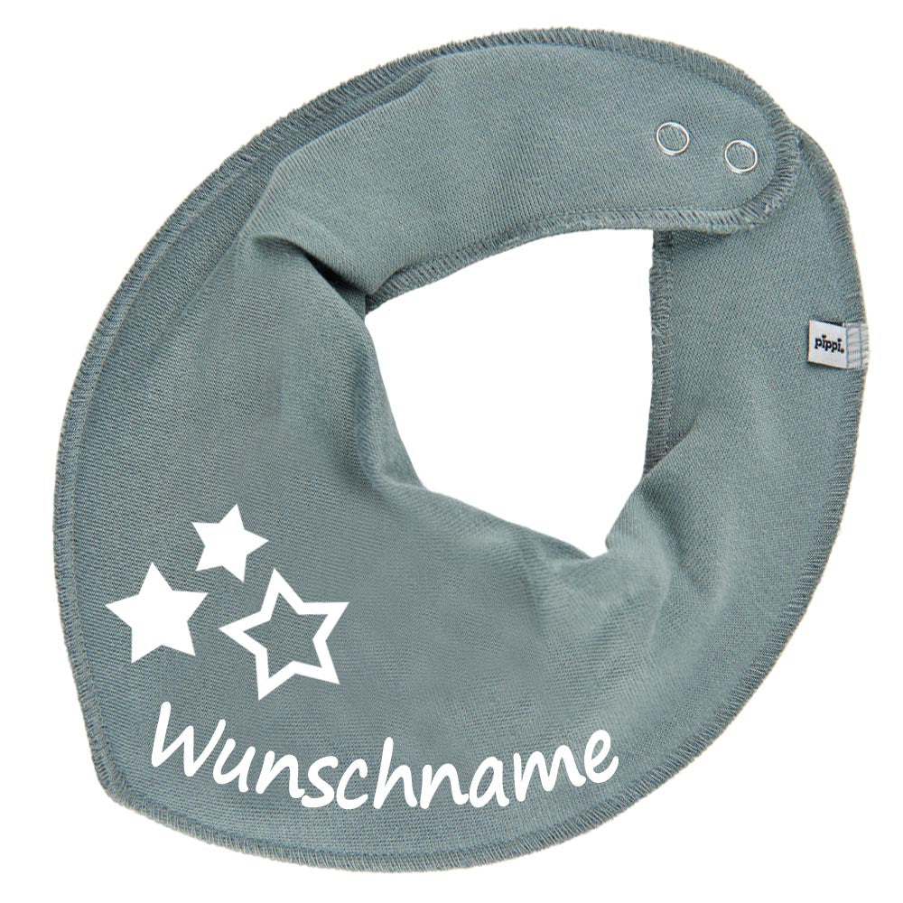 HALSTUCH 3 Sterne mit Name oder Text personalisiert für Baby oder Kind aus Baumwolle in Einheitsgröße verschiedene Farben