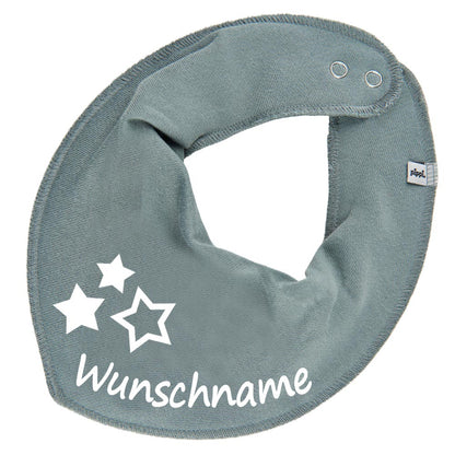 HALSTUCH 3 Sterne mit Name oder Text personalisiert für Baby oder Kind aus Baumwolle in Einheitsgröße verschiedene Farben