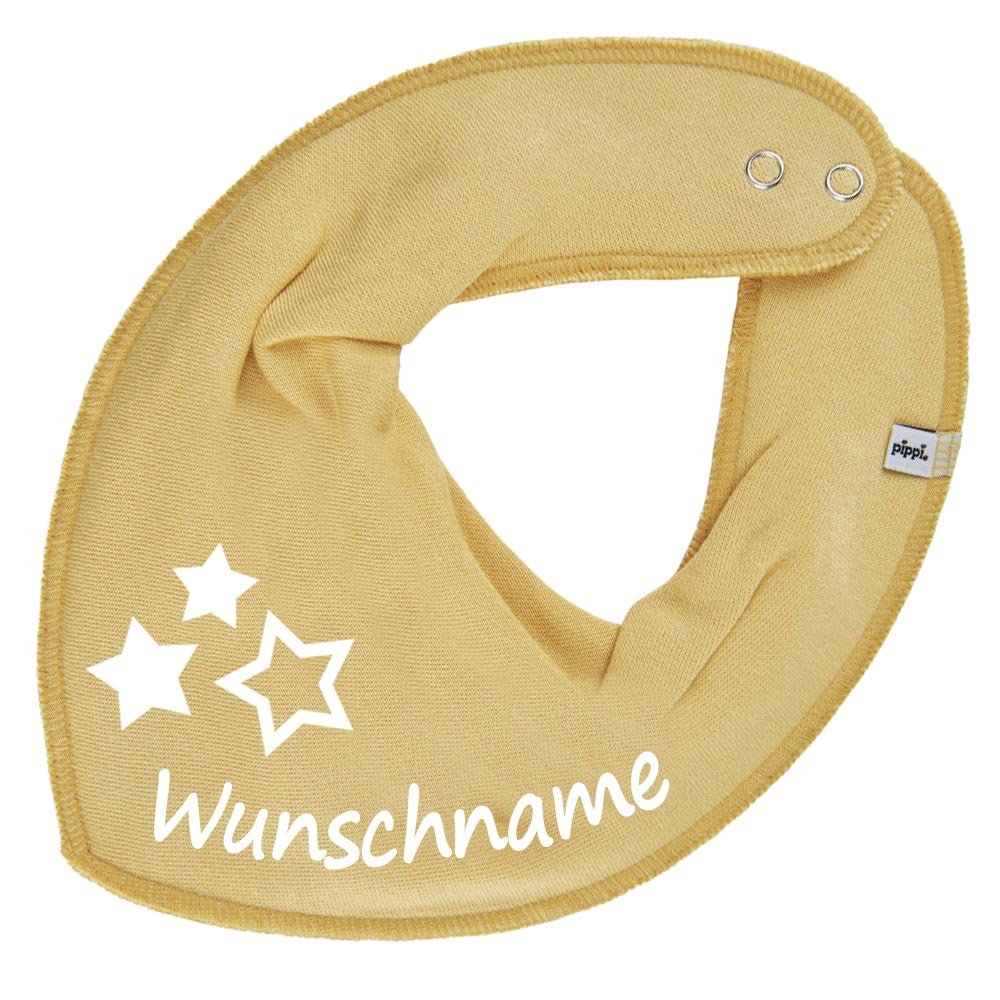 HALSTUCH 3 Sterne mit Name oder Text personalisiert für Baby oder Kind aus Baumwolle in Einheitsgröße verschiedene Farben