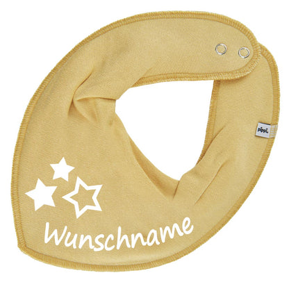 HALSTUCH 3 Sterne mit Name oder Text personalisiert für Baby oder Kind aus Baumwolle in Einheitsgröße verschiedene Farben