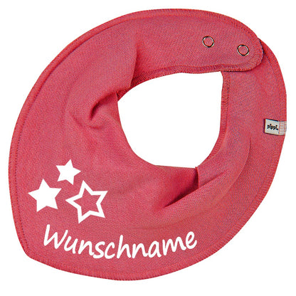 HALSTUCH 3 Sterne mit Name oder Text personalisiert für Baby oder Kind aus Baumwolle in Einheitsgröße verschiedene Farben