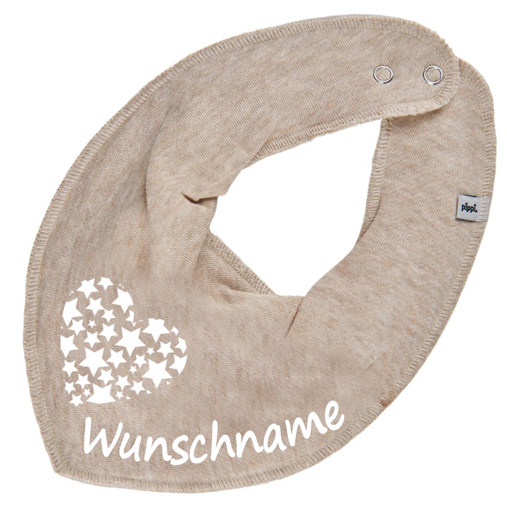 HALSTUCH Herz Sterne mit Name oder Text personalisiert für Baby oder Kind aus Baumwolle in Einheitsgröße verschiedene Farben