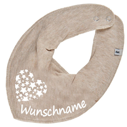 HALSTUCH Herz Sterne mit Name oder Text personalisiert für Baby oder Kind aus Baumwolle in Einheitsgröße verschiedene Farben