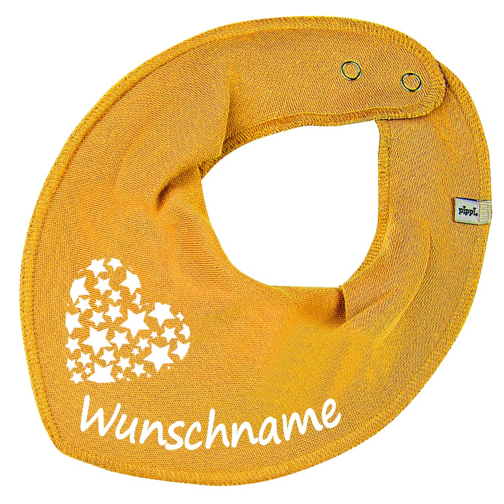 HALSTUCH Herz Sterne mit Name oder Text personalisiert für Baby oder Kind aus Baumwolle in Einheitsgröße verschiedene Farben
