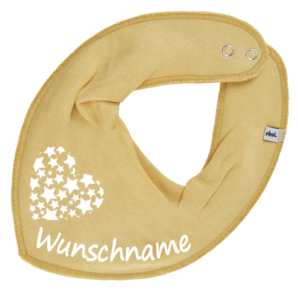 HALSTUCH Herz Sterne mit Name oder Text personalisiert für Baby oder Kind aus Baumwolle in Einheitsgröße verschiedene Farben