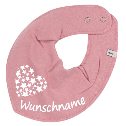 HALSTUCH Herz Sterne mit Name oder Text personalisiert für Baby oder Kind aus Baumwolle in Einheitsgröße verschiedene Farben