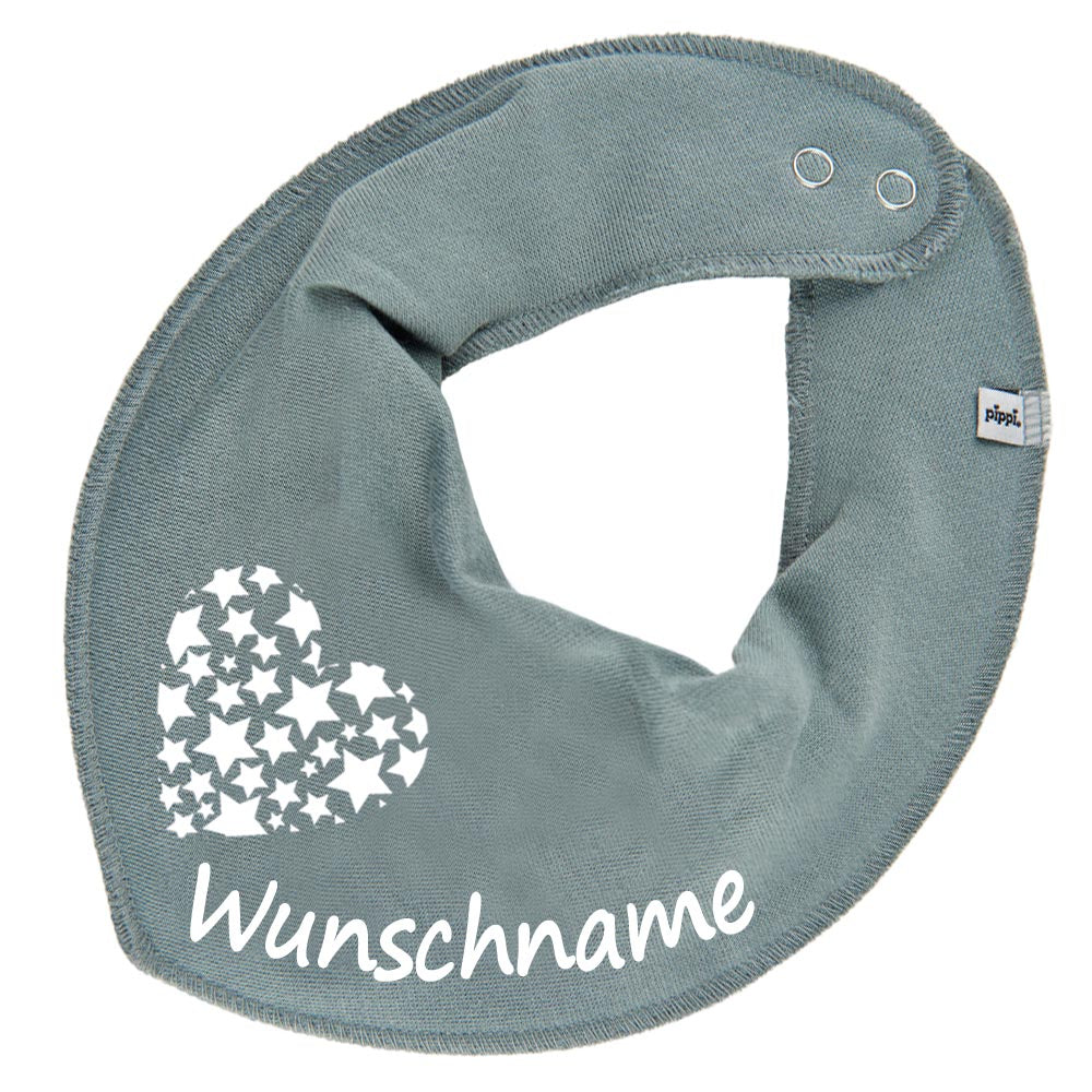 HALSTUCH Herz Sterne mit Name oder Text personalisiert für Baby oder Kind aus Baumwolle in Einheitsgröße verschiedene Farben