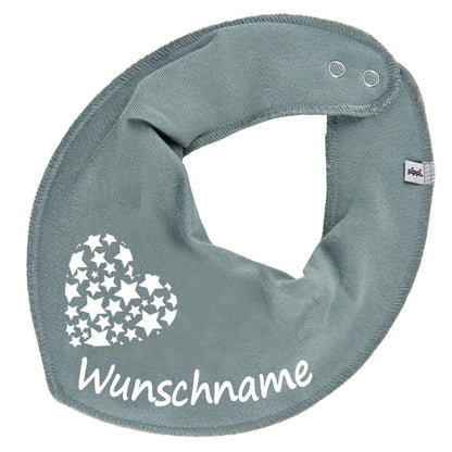 HALSTUCH Herz Sterne mit Name oder Text personalisiert für Baby oder Kind aus Baumwolle in Einheitsgröße verschiedene Farben