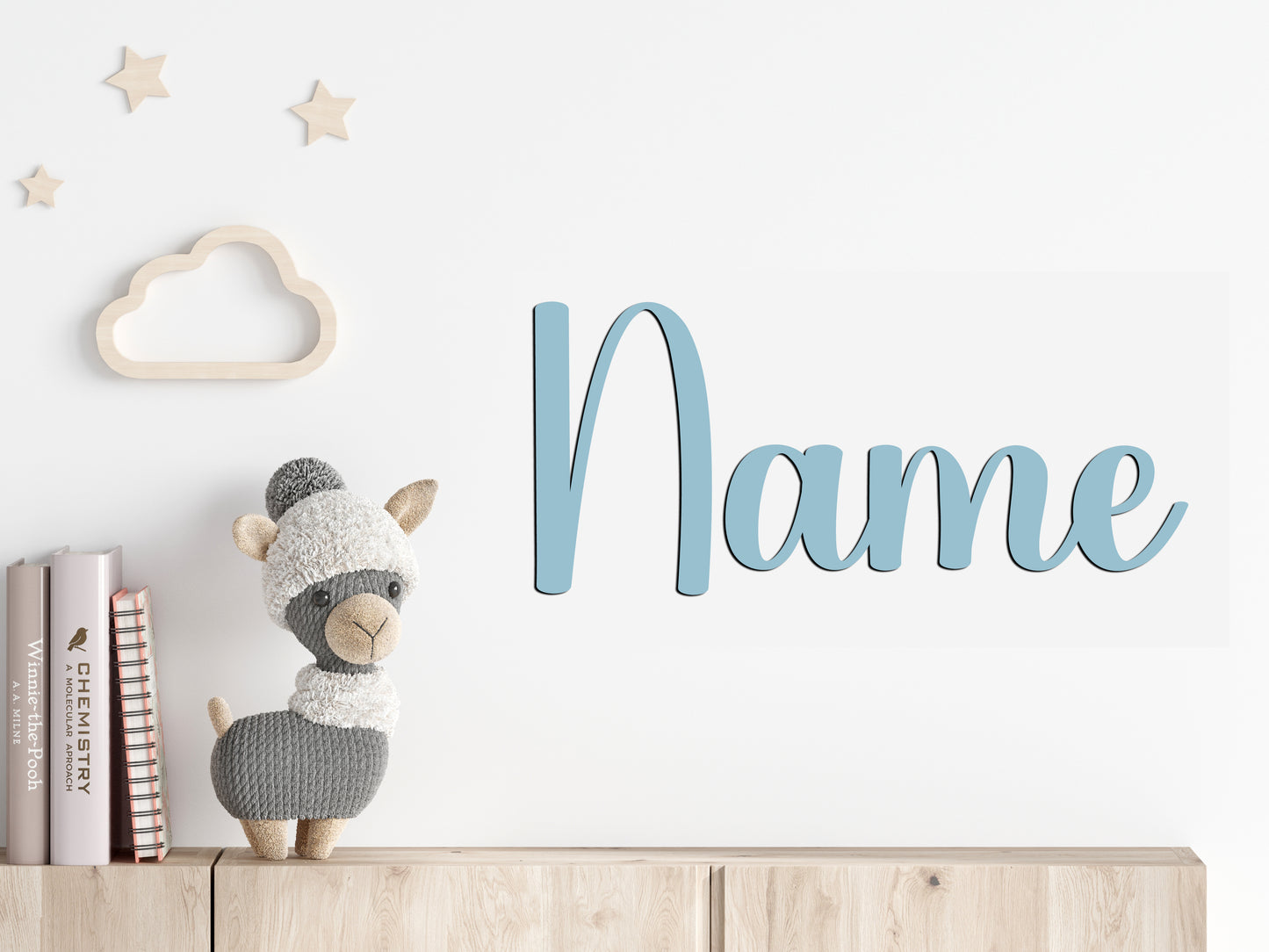 Personalisierter 3D Schriftzug individuelles Namensschild Türschild Wanddekoration Acryl verschiedene Größen und Schriftarten HELLBLAU