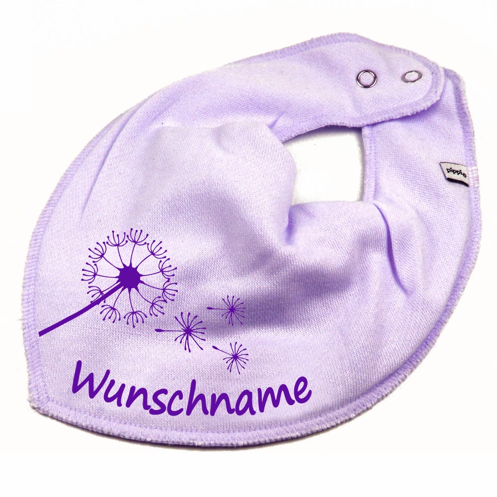 HALSTUCH Pusteblume mit Name oder Text personalisiert für Baby oder Kind aus Baumwolle in Einheitsgröße verschiedene Farben