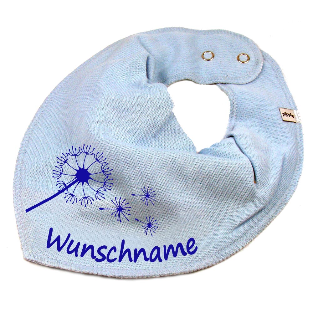HALSTUCH Pusteblume mit Name oder Text personalisiert für Baby oder Kind aus Baumwolle in Einheitsgröße verschiedene Farben