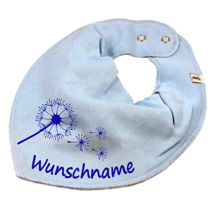 HALSTUCH Pusteblume mit Name oder Text personalisiert für Baby oder Kind aus Baumwolle in Einheitsgröße verschiedene Farben
