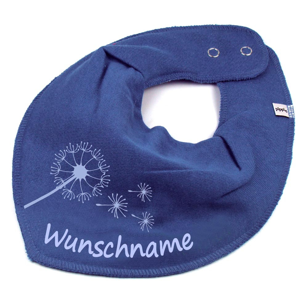 HALSTUCH Pusteblume mit Name oder Text personalisiert für Baby oder Kind aus Baumwolle in Einheitsgröße verschiedene Farben