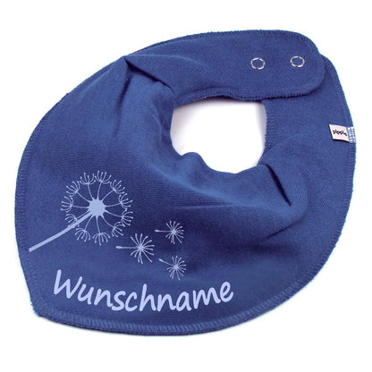 HALSTUCH Pusteblume mit Name oder Text personalisiert für Baby oder Kind aus Baumwolle in Einheitsgröße verschiedene Farben