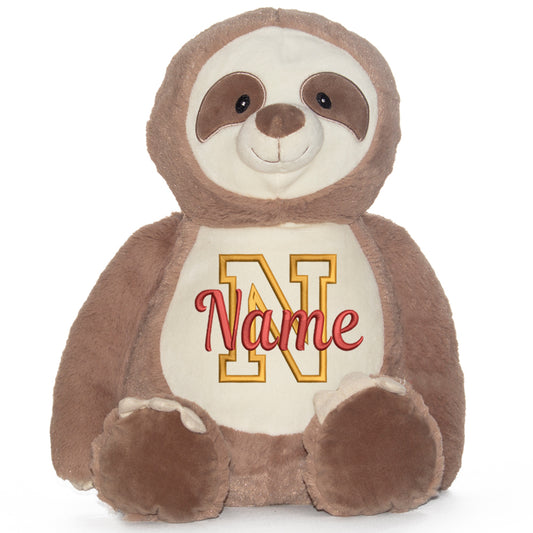 Stofftier mit Name Bestickt Kuscheltier Faultier personalisiert Buchstabe