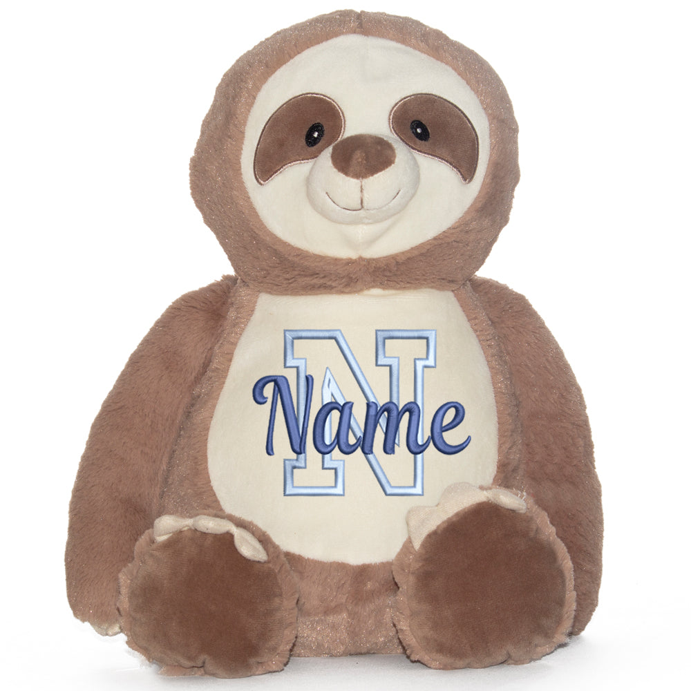 Stofftier mit Name Bestickt Kuscheltier Faultier personalisiert Buchstabe