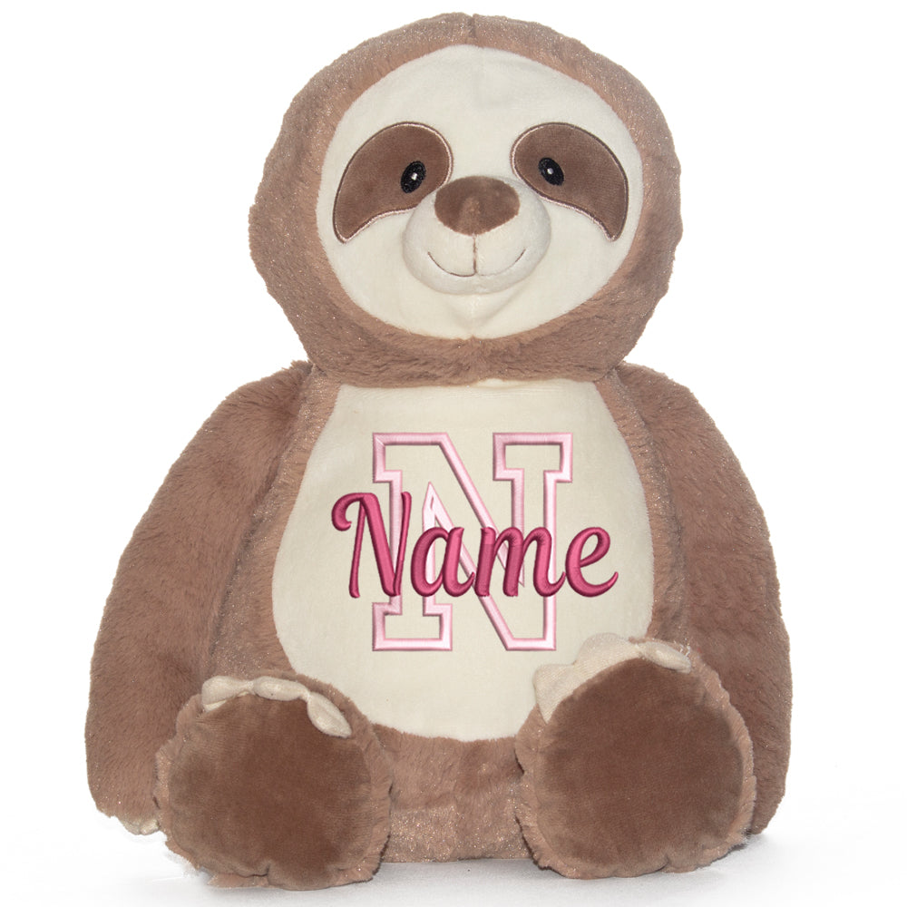Stofftier mit Name Bestickt Kuscheltier Faultier personalisiert Buchstabe
