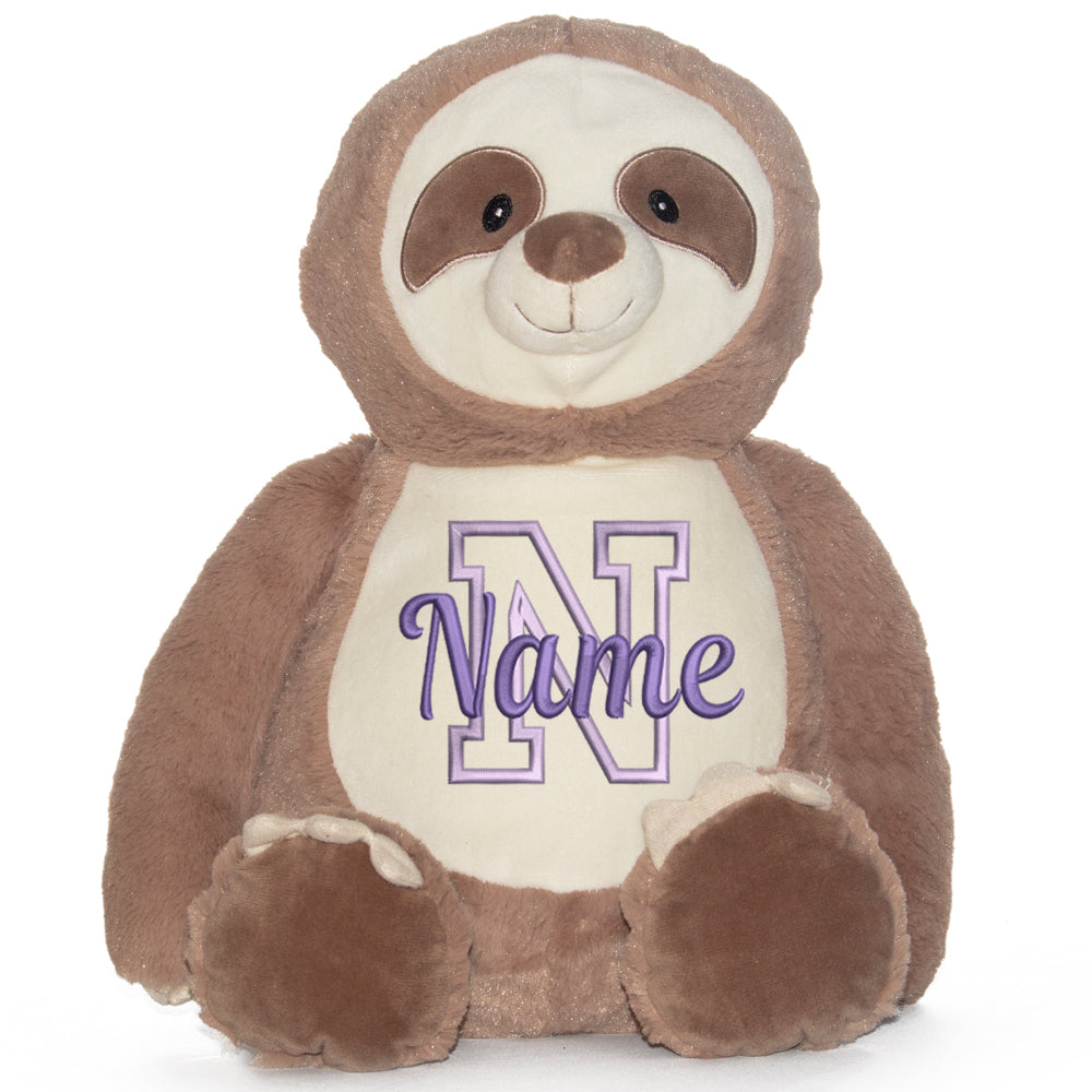 Stofftier mit Name Bestickt Kuscheltier Faultier personalisiert Buchstabe