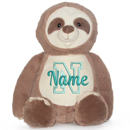 Stofftier mit Name Bestickt Kuscheltier Faultier personalisiert Buchstabe