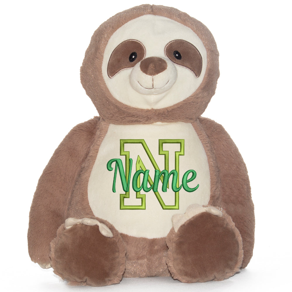 Stofftier mit Name Bestickt Kuscheltier Faultier personalisiert Buchstabe