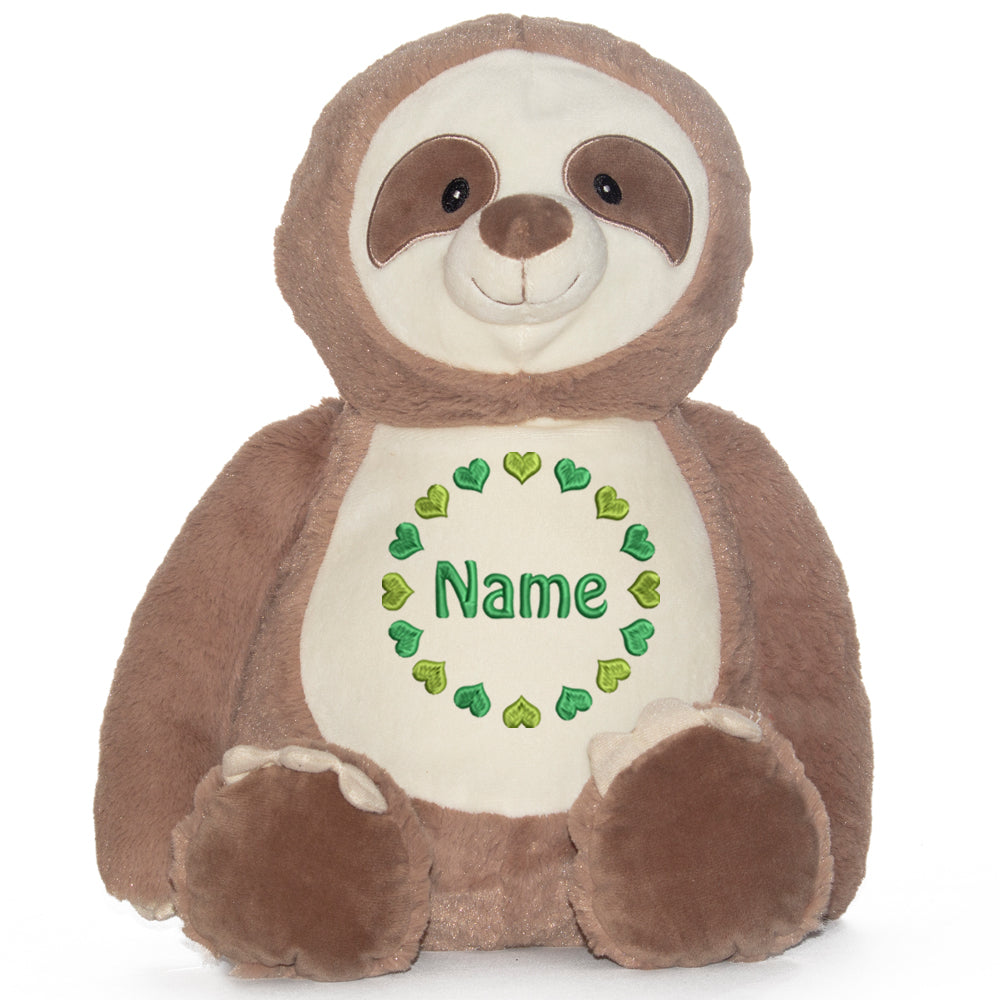 Stofftier mit Name Bestickt Kuscheltier Faultier personalisiert Herzkreis